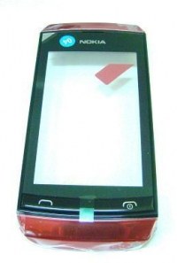 Obudowa przednia z ekranem dotykowym Nokia 305 Asha/ 306 Asha - czerwona (oryginalna)