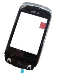 Obudowa przednia (wraz z ekranem dotykowym) Nokia C2-03/ C2-06/ C2-08 - czarny chrom (oryginalna)
