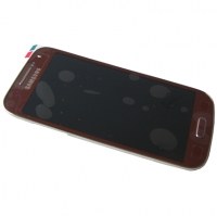 Obudowa przednia z ekranem dotykowym i wywietlaczem Samsung I9195 Galaxy S4 Mini - czerwona La Fleur (oryginalna)