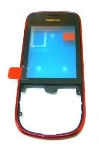 Obudowa przednia z ekranem dotykowym Nokia 202 Asha/ 203 Asha - czerwona (oryginalna)
