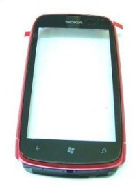 Obudowa przednia + ekran dotykowy Nokia Lumia 610 - magenta (oryginalna)